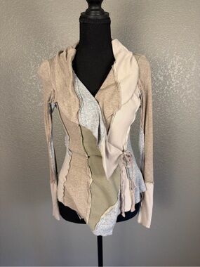 Tiny for Anthropologie Patchwork Neutral Wrap Cardigan
